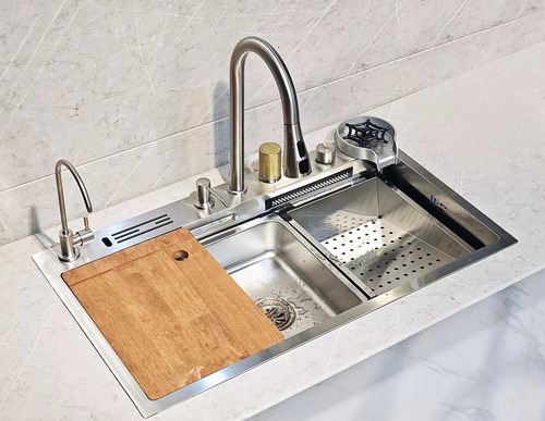 80*45*22cm Fregadero De Organizadores Cocina Tarja De Acero Inoxidable Led Duradero Elegante Y De Alta Gama Adecuado Para Múltiples Escenarios Plateado