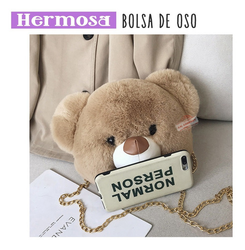 Imagen 7 de 10 de Bolsa Para Dama Crossbody Mochila Oso De Peluche Moda Kawaii