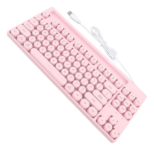 Teclado Con Cable, 87 Teclas Para Juegos, Abs, Punk, Redonda