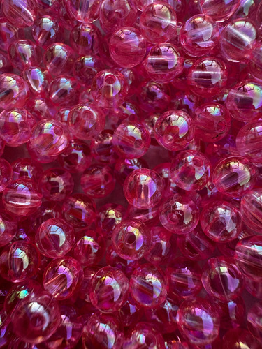 Perlas Tornasolada Pasante Acrílico 6 Mm Fucsia