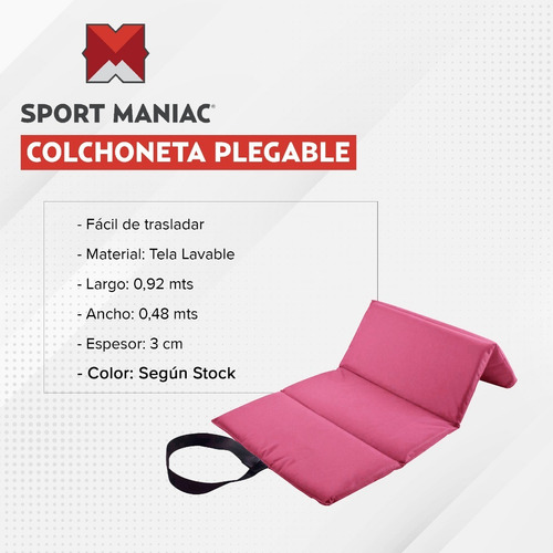 Imagen 2 de 3 de Colchoneta Plegable 1x0,5x0,03 Reforzada Fitness Gym