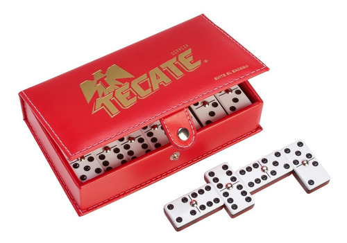 Domino Tecate + Domino Carta Blanca B/n Caja Madera