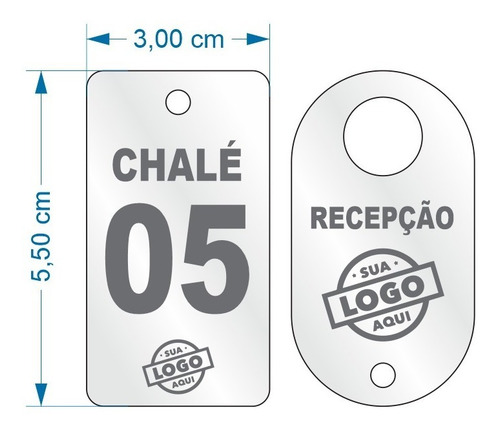Chaveiro Personalizado Hotel Pousada Escola Acrílico C/20un