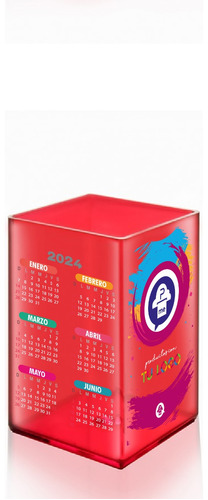 10 Cubo Portalapices Con Calendario Personalizado Full Color