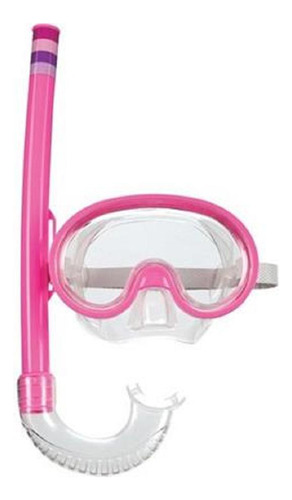 Máscara De Mergulho E Snorkel Infantil Mor Rosa