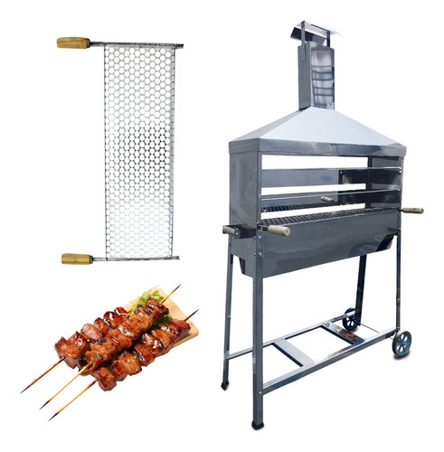 Churrasqueira Profissional Inox 95cm Espetinho Com Grelha