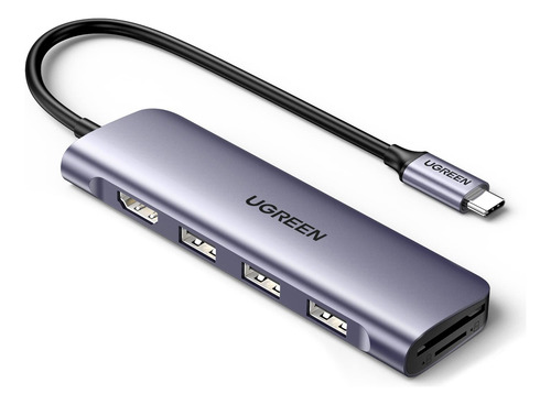 Hub Usb C Ugreen Revodok 6 En 1 Con 4 K Hdmi, 3 Usb 3.0, Sd/