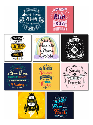 10 Quadrinhos Decorativos Frases Motivacionais Pensamentos