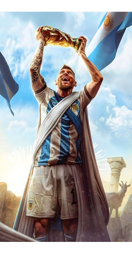Poster Leo Messi Campeon Vinilo Auto Adhesivo 40x70cm #44
