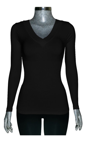 Blusa Lycra Cuello V, Manga Larga, Unitalla