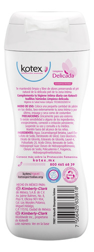 Shampoo Íntimo Kotex Limpieza Delicada 180 Ml