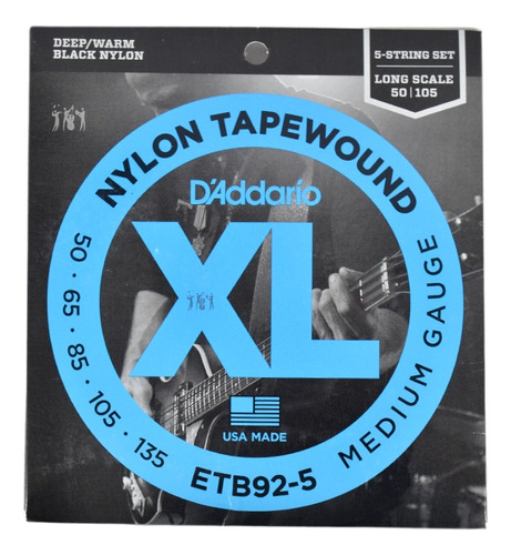 Encordado Bajo 5 Cuerdas D'addario Etb92-5 (50-135) Daddario