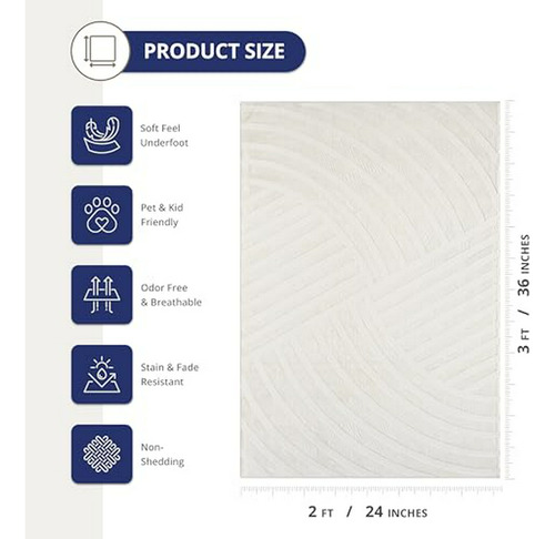 Alfombra Abani Zen 2' X 3' Crema Para Entrada Y Dormitorio