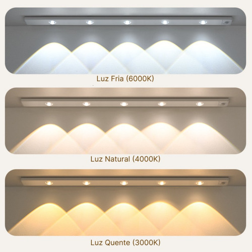 Luminária Led 3 Cores 50cm Com Sensor Recarregável Usb