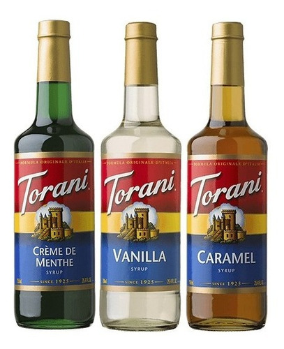 Pack Torani Syrup Menta Vainilla Caramel Con 3 Dosificadores