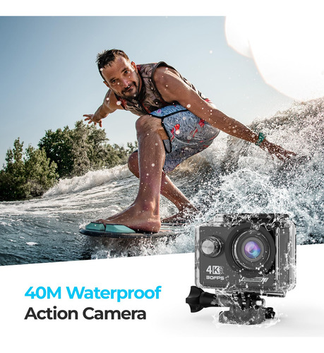 Cámara De Acción 4k 30fps Resistente Al Agua Con Tarjeta Sd Color