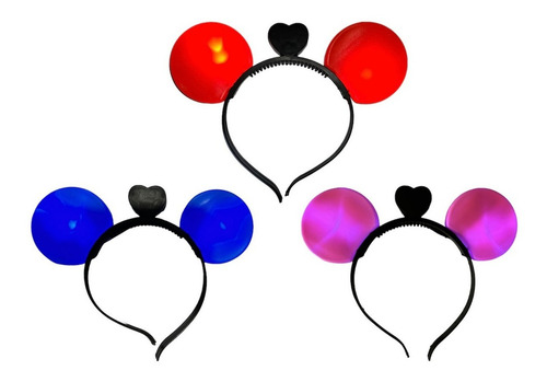 40 Orejas Raton Mickey Luz Led Luminosa Fiesta Niño Boda Color