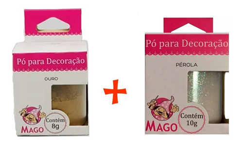 Pó Para Decoração Mago Ouro + Perola 18gr - Kit Mago