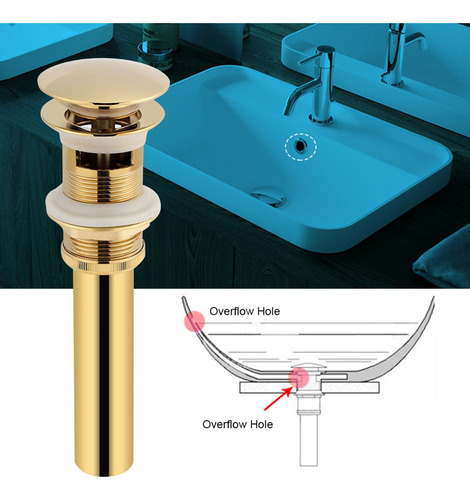 Tapón De Drenaje Emergente Latón Sólido Fregadero De Lavabo