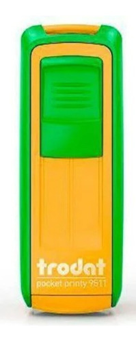 Carimbo Bolso Pocket Stamp Trodat Personalizado Cor Do Exterior Verde C/ Amarelo Cor Da Tinta Preto