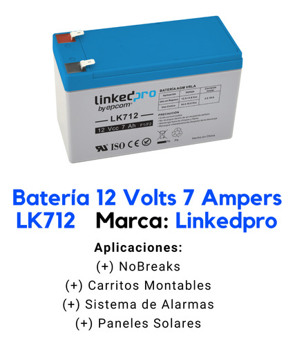 Bateria Epcom Ups Pl-7-12 F1 De Respaldo 12 7/a Recargable