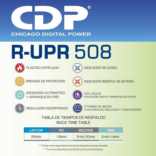 Ups 500va 8 Tomas Cdp Upr508 Computadora Puntove Dvr Backups