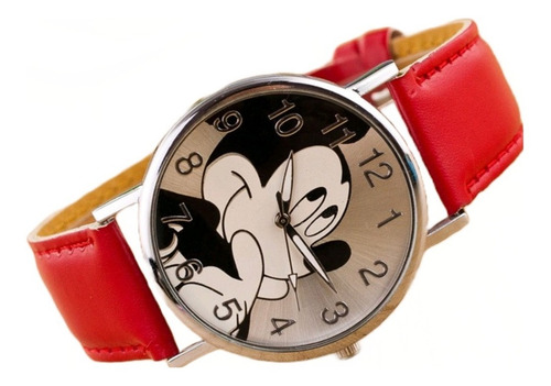 Kit Caixa De Relógio Analógico E Pulseira Mickey Ajustável