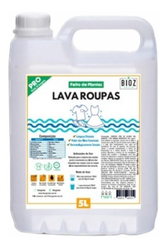 Kit 2x: Lava Roupas Super Concentrado Biodegradável Bioz 5l