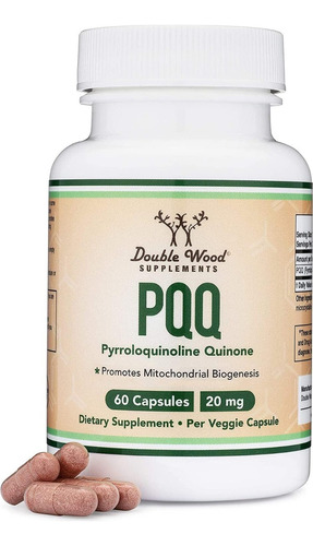 Double Wood Pqq 20 Mg, 60 Caps Optimizador De Energía Sabor Sin Sabor