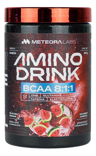 Meteora Labs Amino Drink Bcaa 8:1:1 + Hmb Glutamina 30 Serv