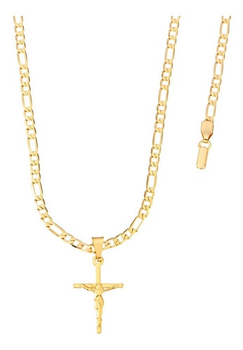 Corrente Masculino Banhada A Ouro 18k Cordão Ping Cruz