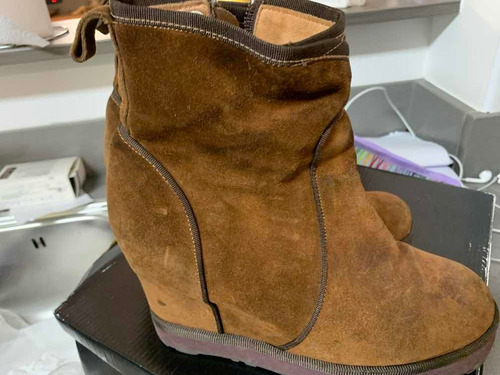Botas Gamuza Tostado T36 Taco Chino Escondido Pre Cio Sas!!!
