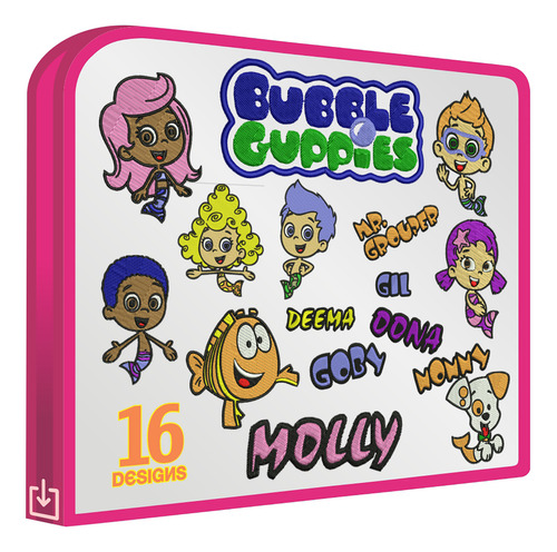 Bubble Guppies Set De 16 Diseños Bordadoras Bordar Ropa