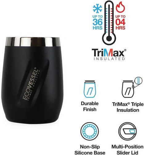Imagen 5 de 5 de Zonazero Ecovessel Port Wine Vaso Acero Inoxidable 296ml Gs