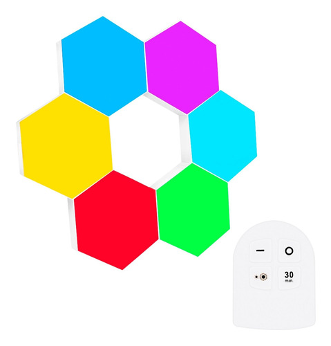 Pack 6 Módulos Led Hexagonales Táctiles Control Remoto Loi