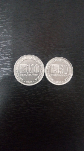 Moneda Venezuela 100 Bolivares (2001) & 50 Bolivares (2000) 