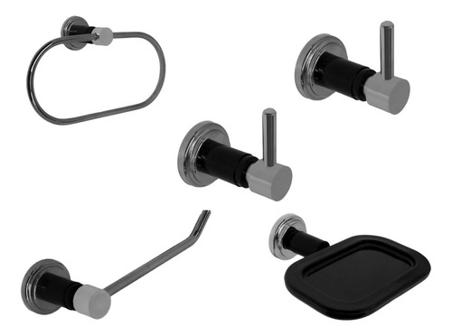 Combo Set Accesorios Para Baño Incluye 5 Piezas Oxford Negro