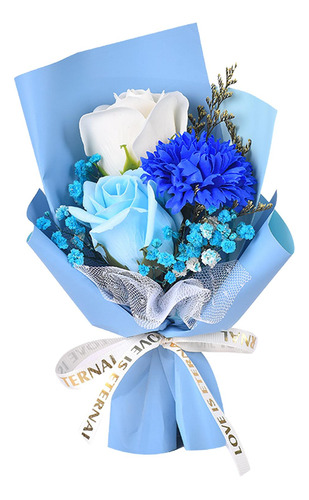 Ramo De Flores De Jabón, Centros De Mesa De 15cm Papel Azul