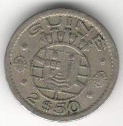Moneda Guinea Bissau 2.5 Escudos (1952) Colonia Portuguesa