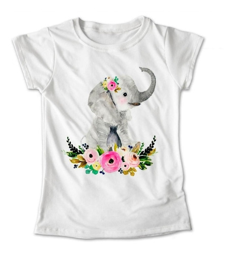 Blusa Elefante Animales Flores Color Playera Estampado #586