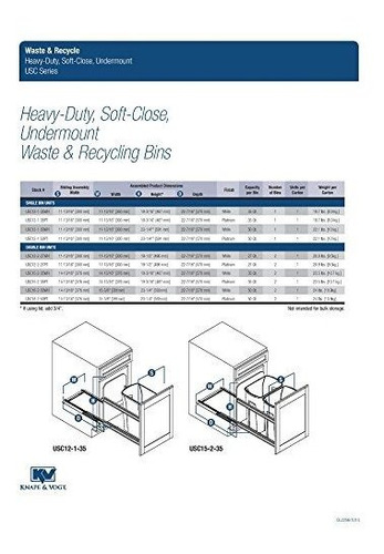 Knape Vogt Usc15 2 35pt Contenedor Basura Cierre Suave
