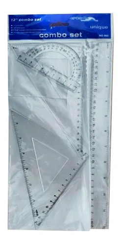 Pack De 12 Set De 4 Reglas Geometria Transparente 30 Cm 