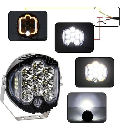 Faro Led Redondo 7 Baja Jeep Potente Cherokee Offroad