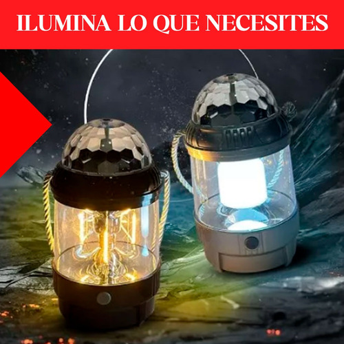 Linterna Farol Led Proyector Disco Usb Fiestas Camping Luz Blanco Negro