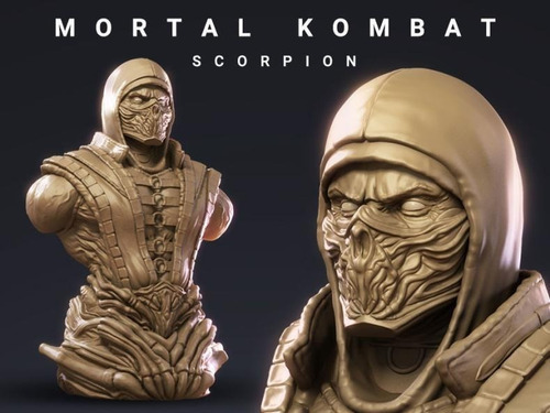  Archivo Stl Impresión 3d - Mortal Kombat Scorpion Bust