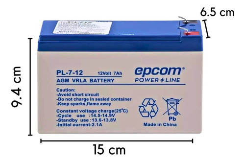 Epcom Powerline Pl-7-12 Alarmas, Control Acceso 12 Vcc 7 Ah