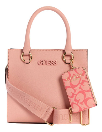 Bolsa Guess Factory Sg970105-ros Acabado De Los Herrajes Níquel Color Rosa Correa De Hombro Rosa Diseño De La Tela Lisa