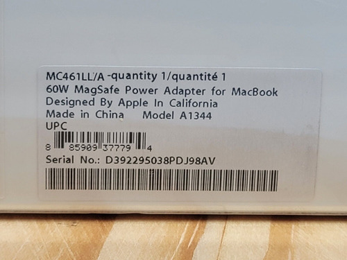 Apple Model A1344 60w Magsafe Power Adapter Ccf