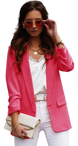 Blazer Dama De Moda Slim Fit De Color Sólido Chaqueta J