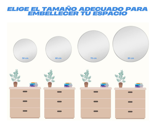 Espejo Led Redondo 80 Cm Biselado Con Luz Led Touch Elegante Luz Cálida